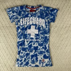 Lifeguard Tie Dye T-Shirt Islarmoda Florida Keys Blue White Small